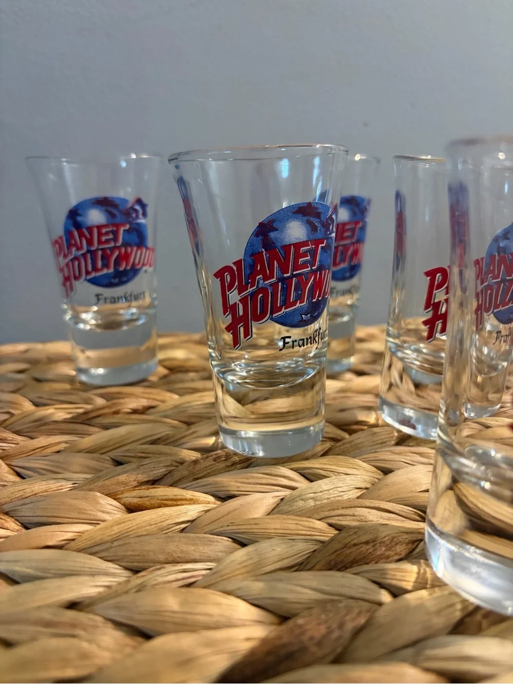 Vintage planet Hollywood Red & Blue Logo Shot Glass - Set of 6